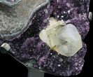Sparkling Purple Amethyst With Calcite On Metal Stand - Uruguay #51300-3
